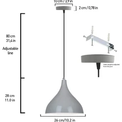 Adash-riippuvalaisin, harmaa, metalli, Ø 26 cm, E27