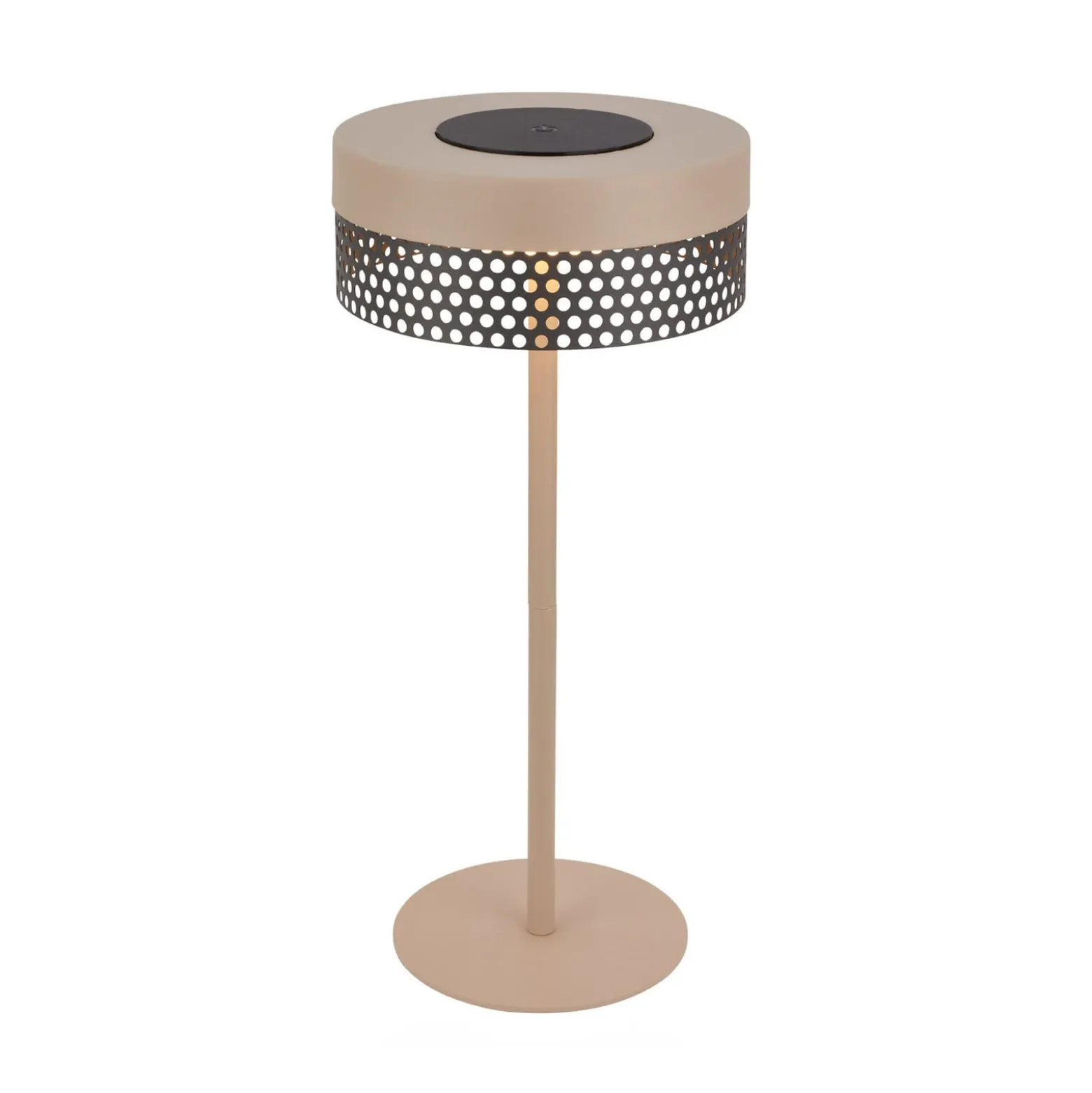 Akkukäyttöinen pöytävalaisin Booha, beige, metalli, IP44, himmennettävä