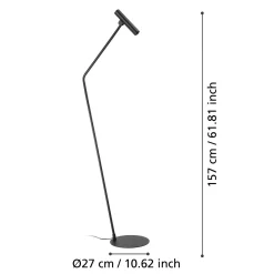 Almudaina LED-lattiavalaisin, musta, korkeus 157 cm, teräs