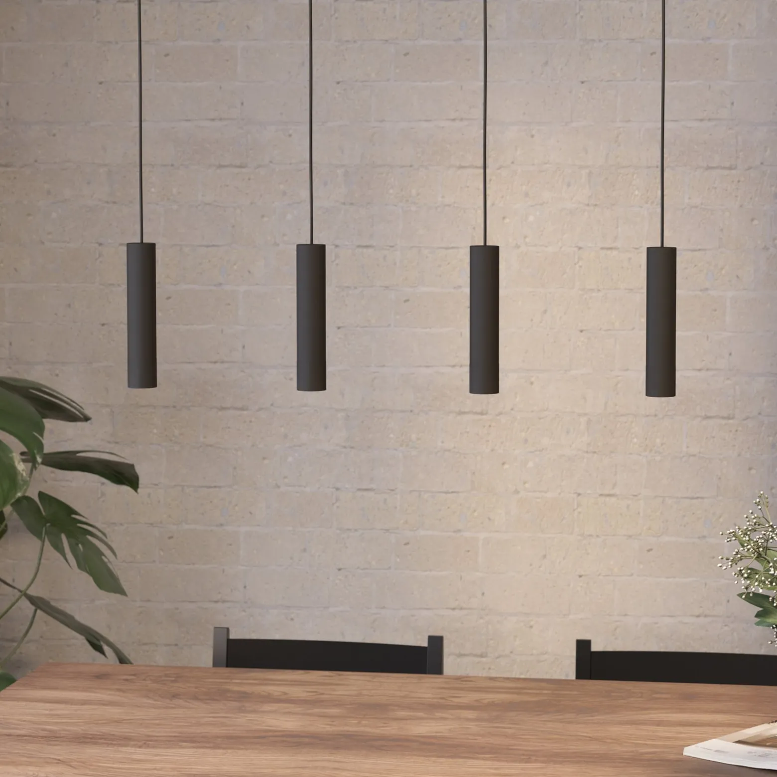 Almudaina LED-riippuvalaisin, musta, pituus 84 cm, 4 valoa,