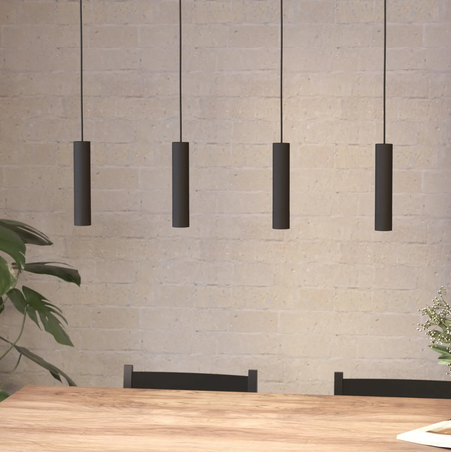 Almudaina LED-riippuvalaisin, musta, pituus 84 cm, 4 valoa,