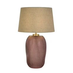 Amethyst pöytävalaisin, beige/vaaleanpunainen, korkeus 37 cm, tekstiili/lasi