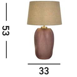 Amethyst pöytävalaisin, beige/vaaleanpunainen, korkeus 37 cm, tekstiili/lasi