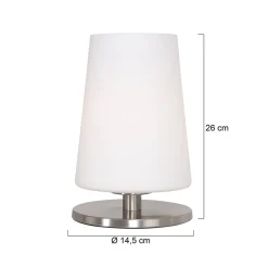 Ancilla-pöytälamppu, teräs, korkeus 26 cm, metalli, lasi, E27