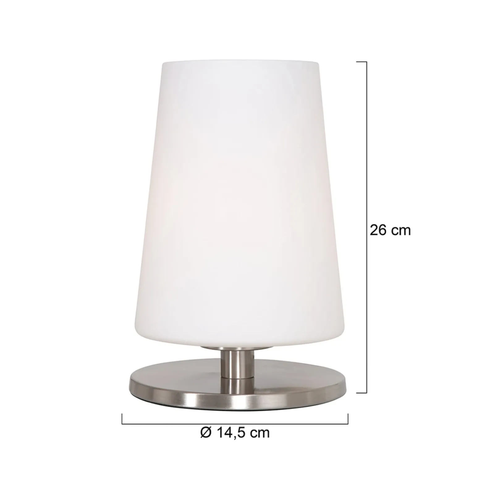 Ancilla-pöytälamppu, teräs, korkeus 26 cm, metalli, lasi, E27