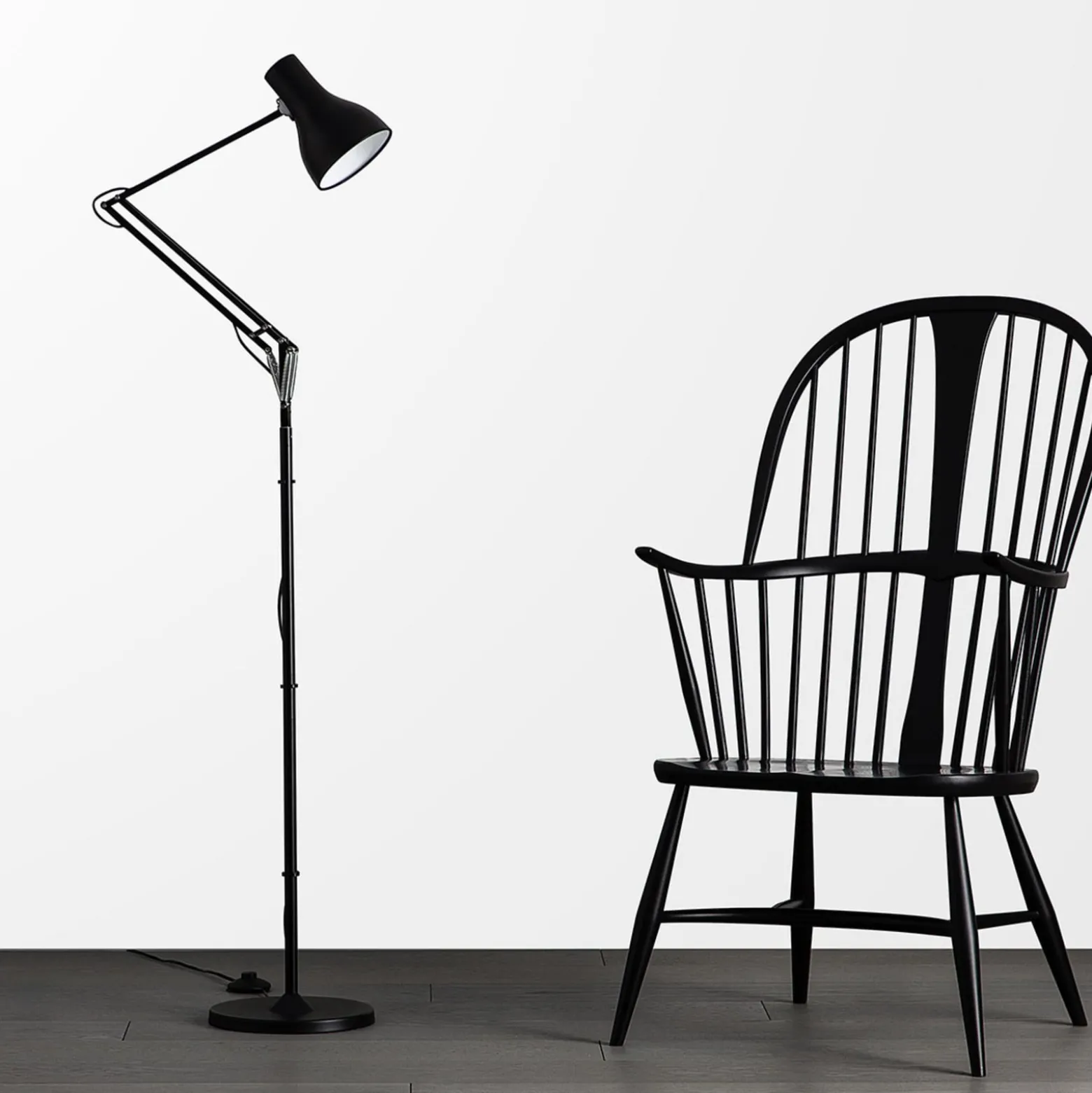 Anglepoise Type 75 lattiavalaisin, samettimusta
