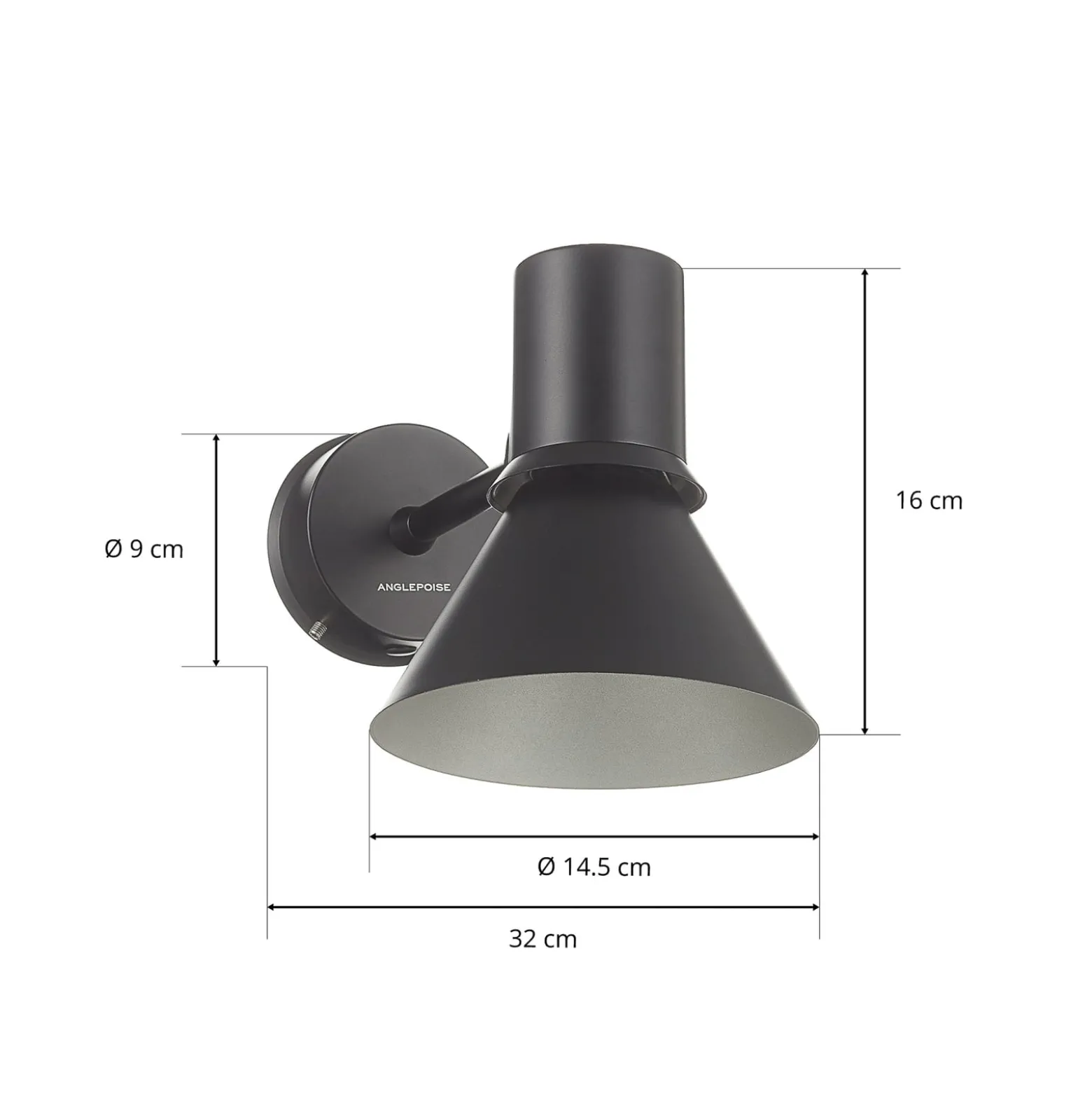 Anglepoise Type 80 W1 seinälamppu, mattamusta