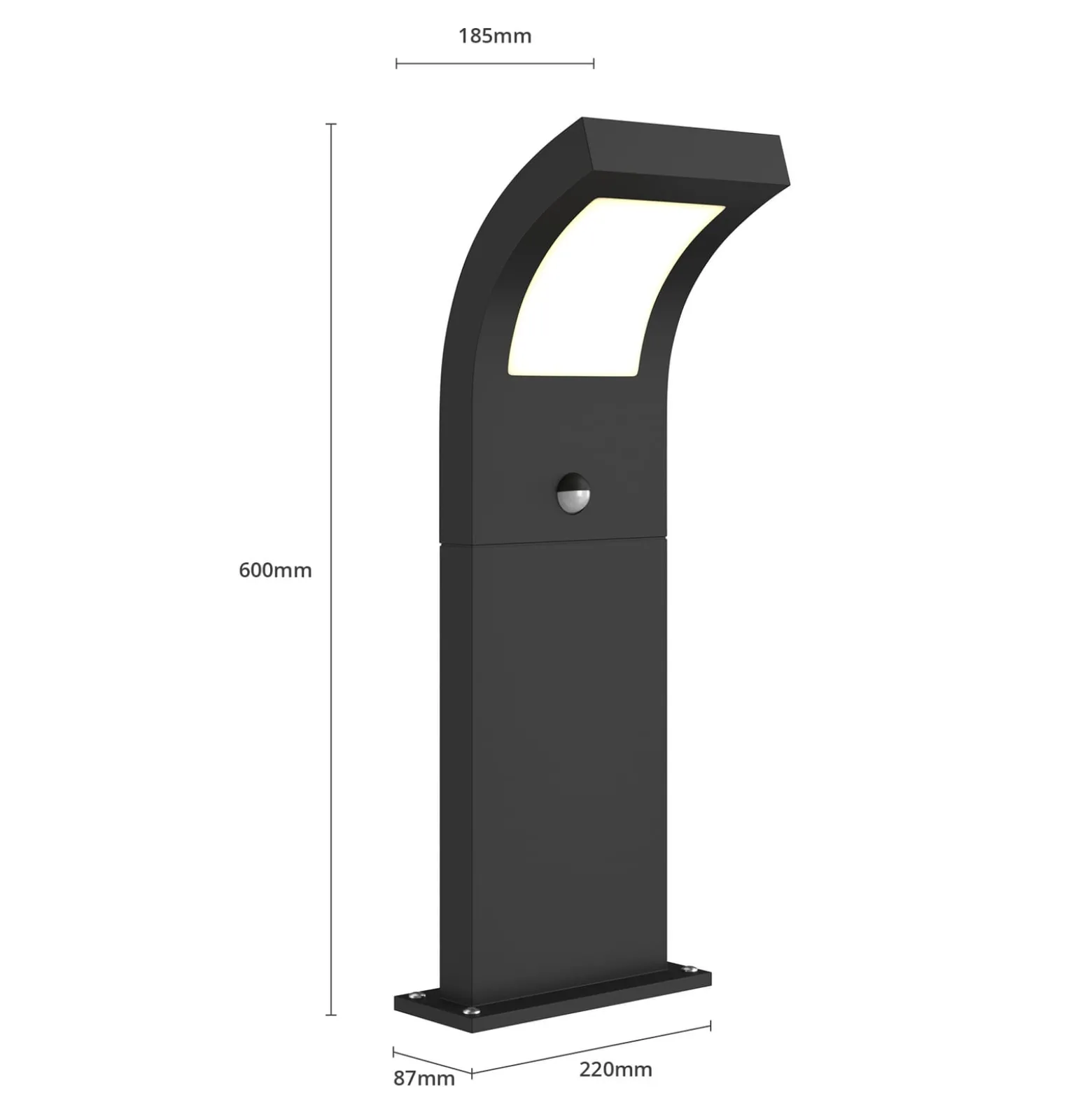 Arcchio Advik LED-pylväsvalaisin, 60 cm, antrasiitti, anturi, IP54