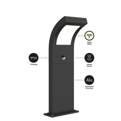 Arcchio Advik LED-pylväsvalaisin, 60 cm, antrasiitti, anturi, IP54