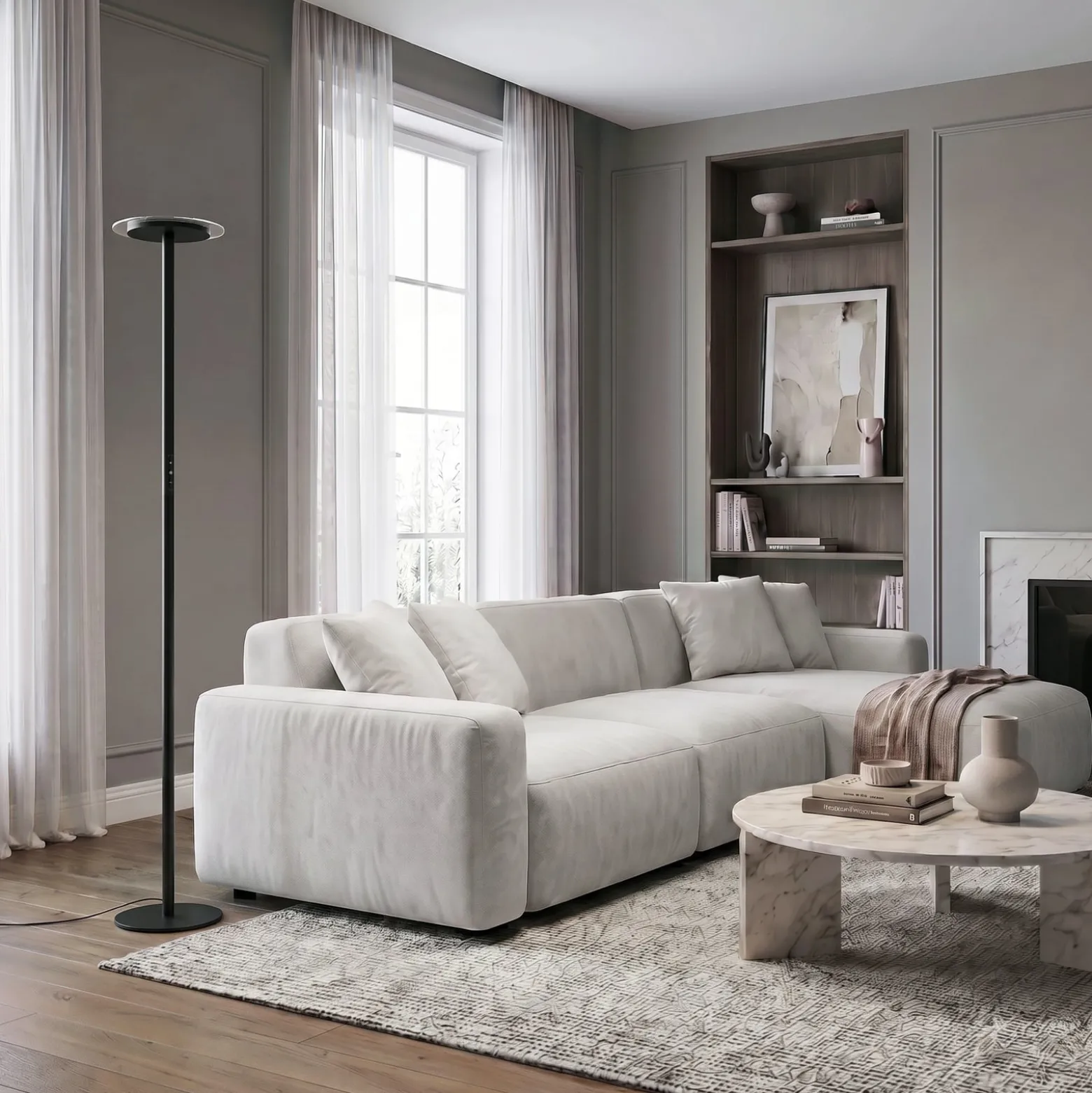 Arcchio Frile LED-lattiavalaisin, musta, korkeus 190 cm, himmennettävä