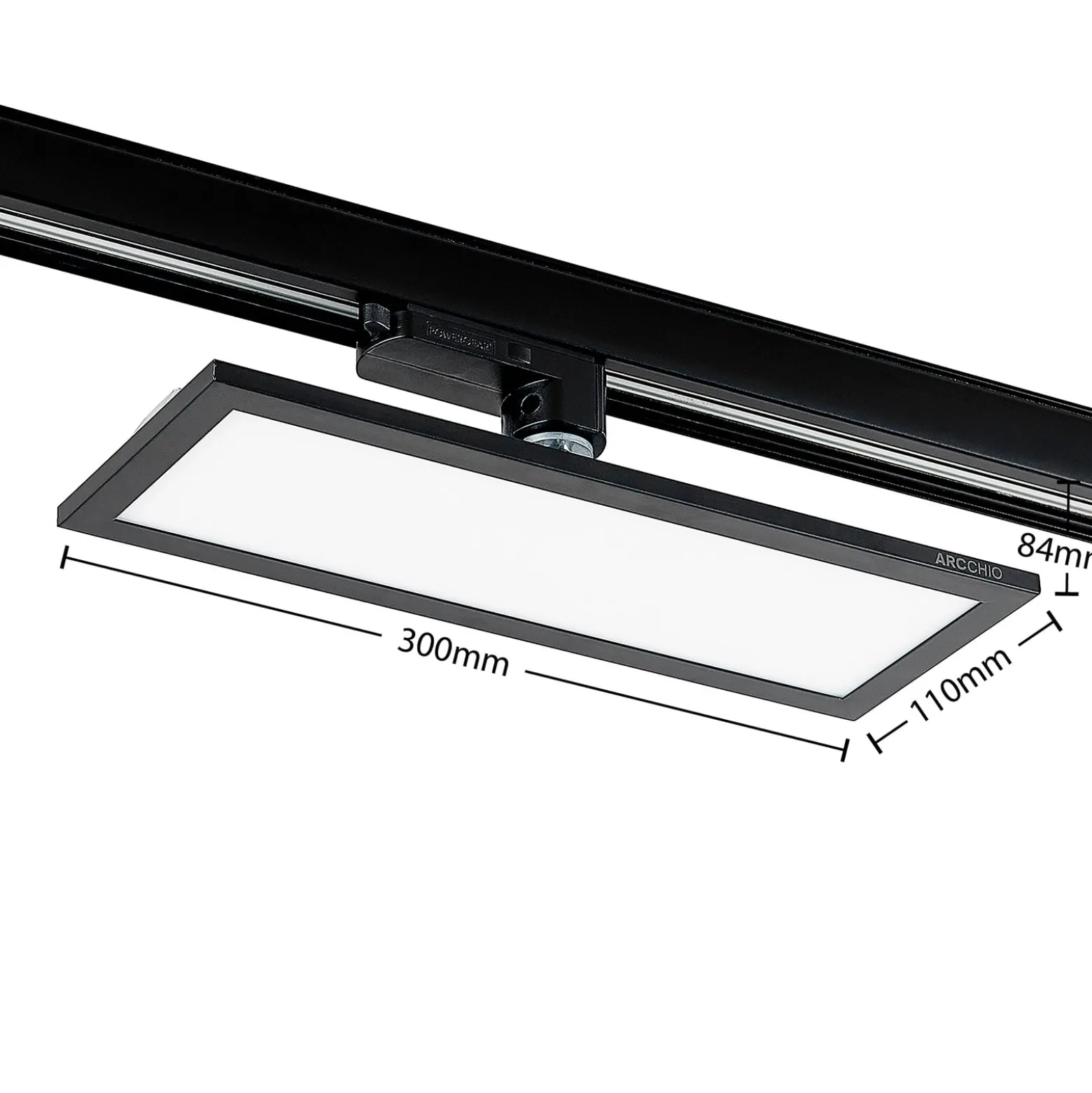 Arcchio Hairis 3-vaiheinen LED-paneeli, 30 cm, musta, 4000 K