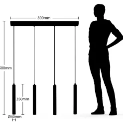 Arcchio Kammeron LED-riippuvalaisin, musta, metalli, 80 cm