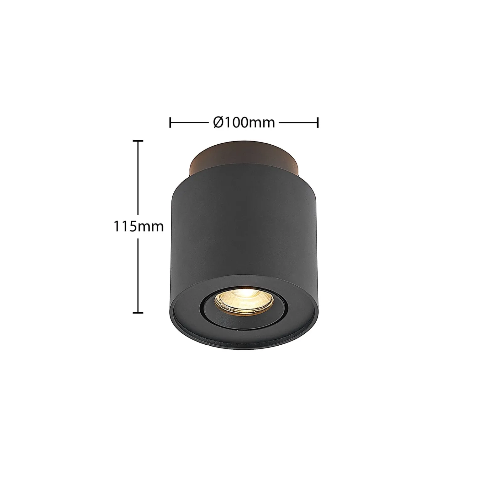Arcchio kattovalaisin Walisa, Ø 10 cm, musta, metalli, GU10