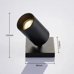 Arcchio-kohdevalaisin Brinja, musta, kulmikas, Ø 6 cm, 1-lamppuinen, GU10