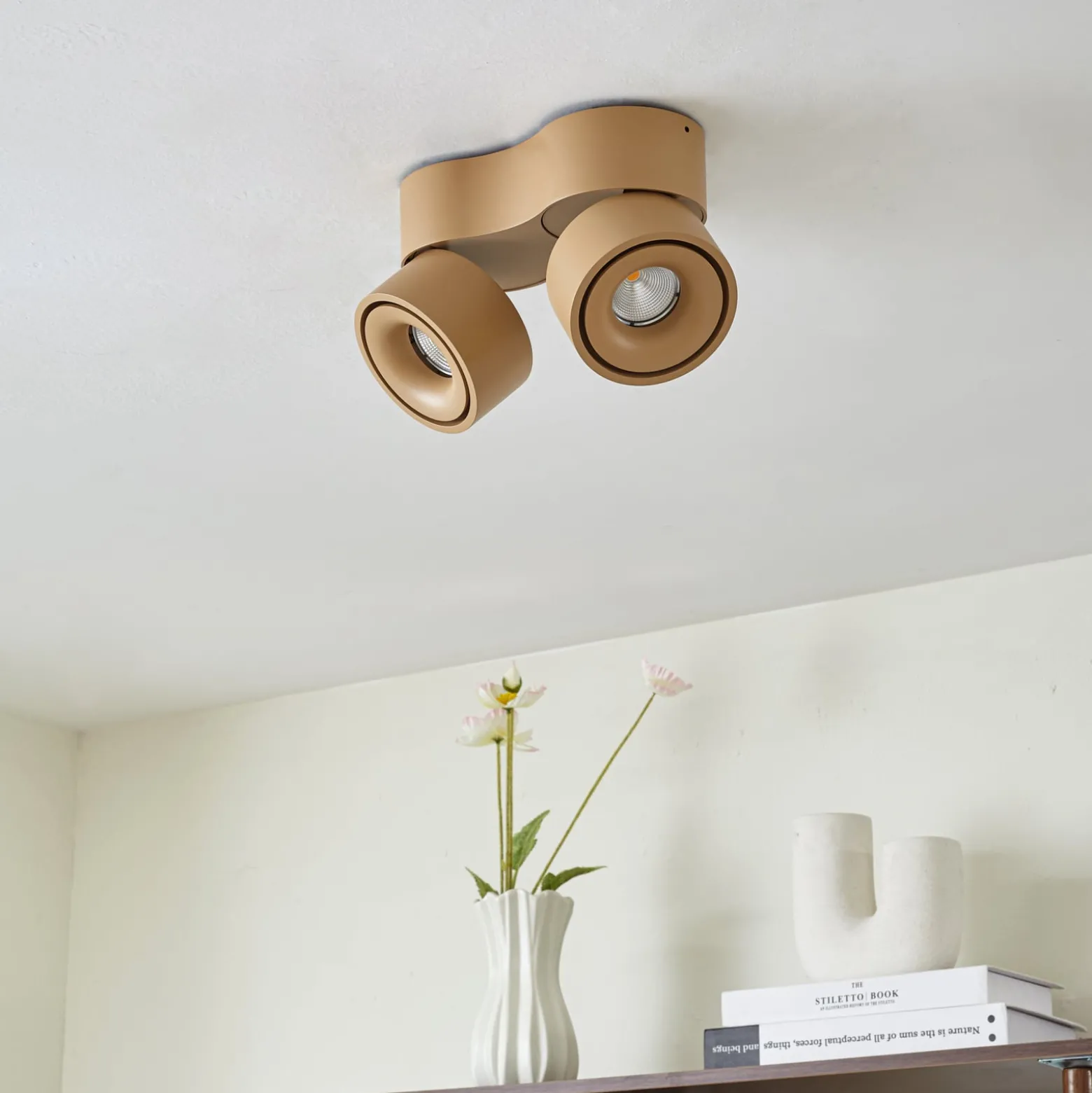 Arcchio LED-kattokohdevalo Rotari, ruskea, 2-lamppuinen, 8,9W