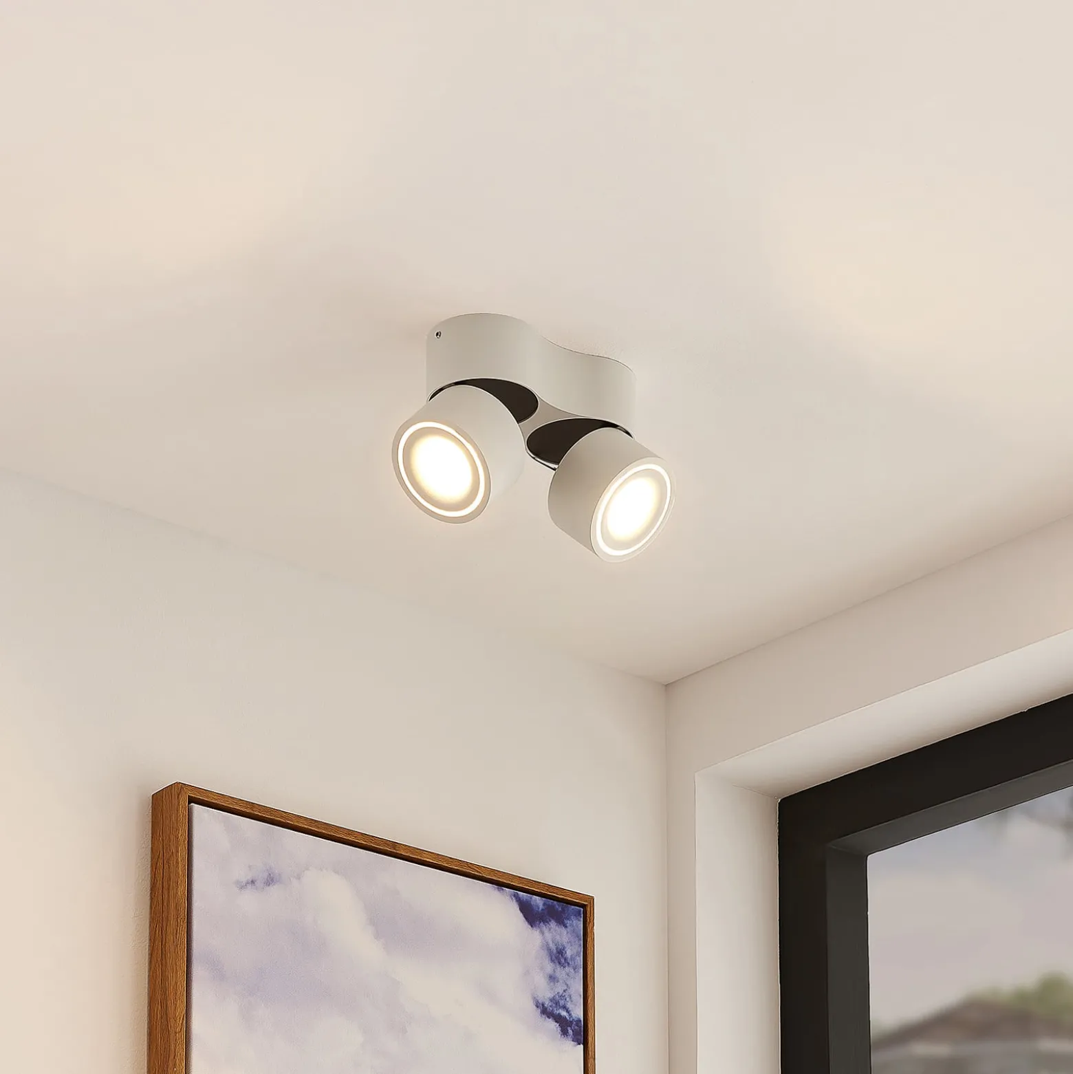 Arcchio LED-kattokohdevalo Rotari, valkoinen, 2-lamppuinen, 1362 lm