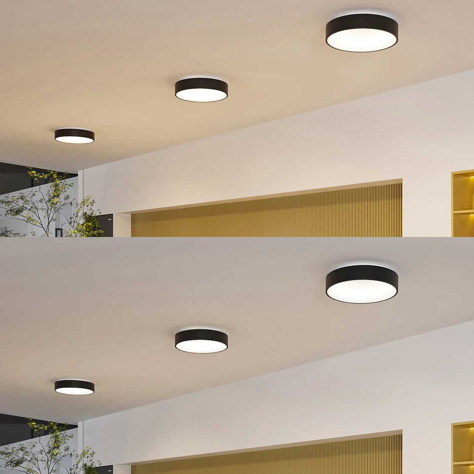 Arcchio LED-kattovalaisin Aleksi, Ø 45cm, musta, metalli, CCT