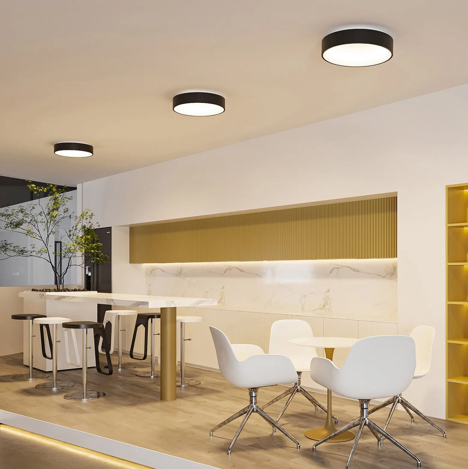 Arcchio LED-kattovalaisin Aleksi, Ø 45cm, musta, metalli, CCT