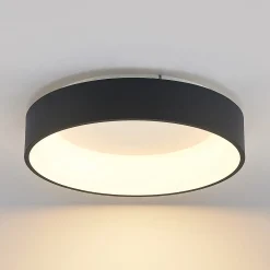 Arcchio LED-kattovalaisin Aleksi, Ø 45cm, musta, metalli, CCT