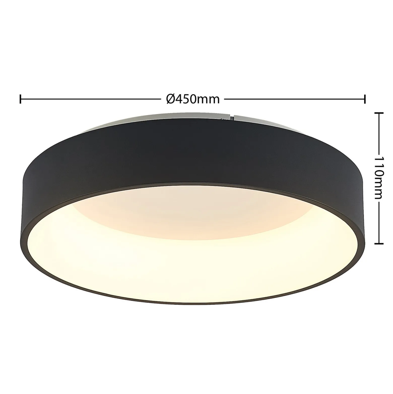 Arcchio LED-kattovalaisin Aleksi, Ø 45cm, musta, metalli, CCT