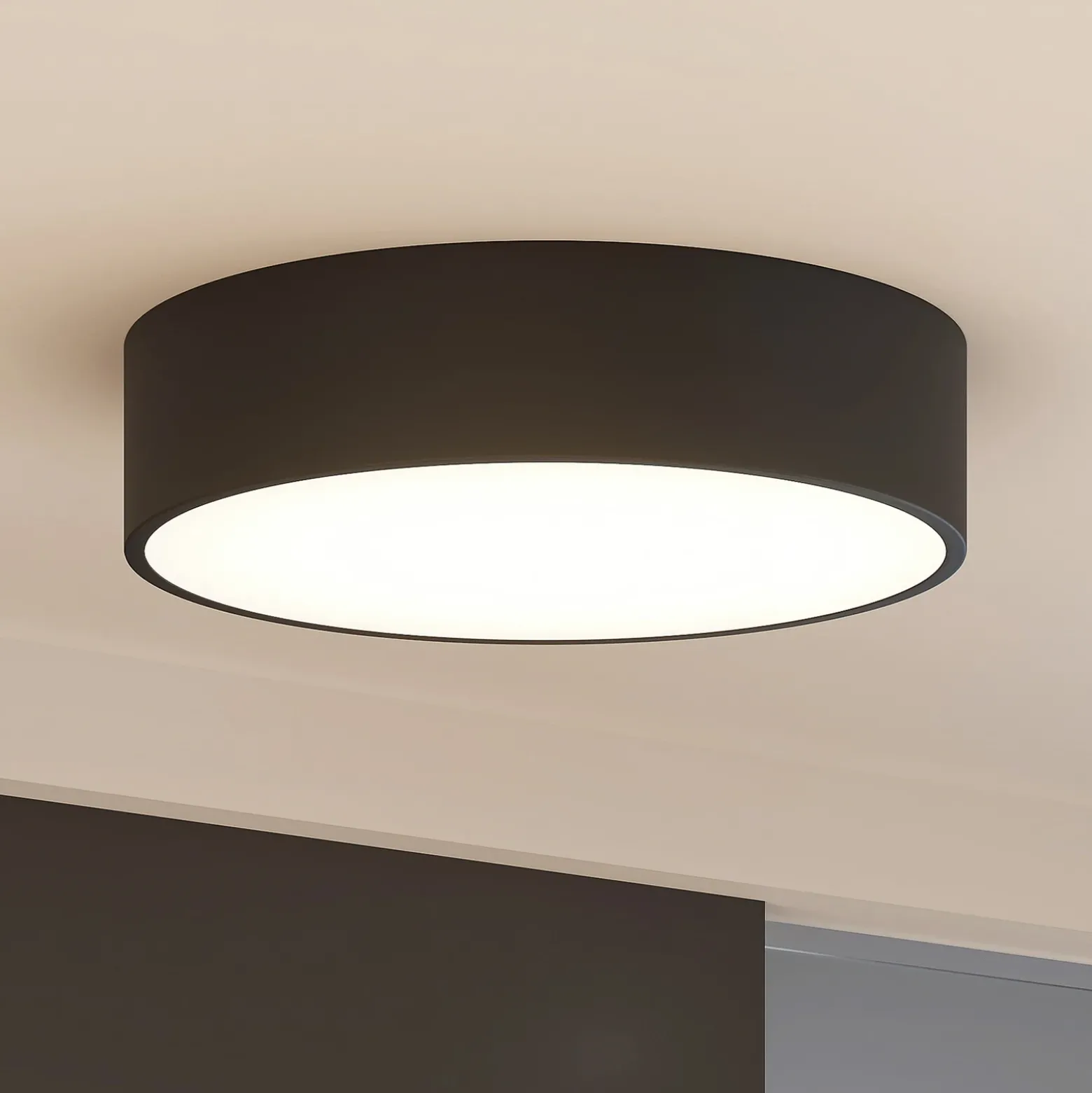 Arcchio LED-kattovalaisin Noabelle, Ø 40 cm, musta, metallia