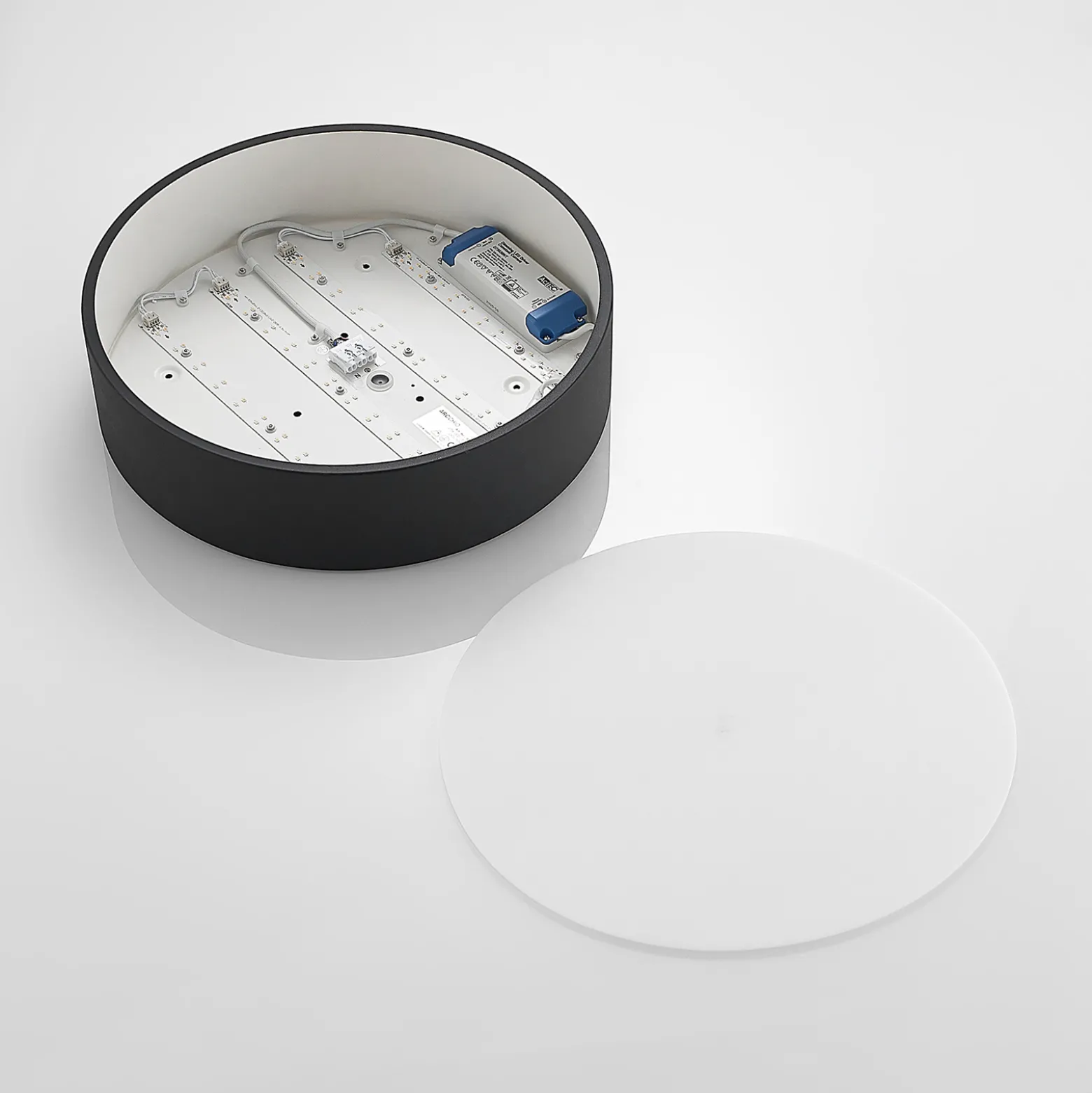 Arcchio LED-kattovalaisin Noabelle, Ø 40 cm, musta, metallia