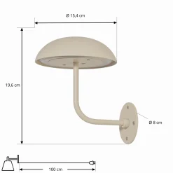 Arcchio LED ladattava pöytävalaisin Thenra, beige, seinäkiinnike