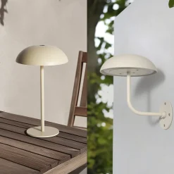Arcchio LED ladattava pöytävalaisin Thenra, beige, seinäkiinnike