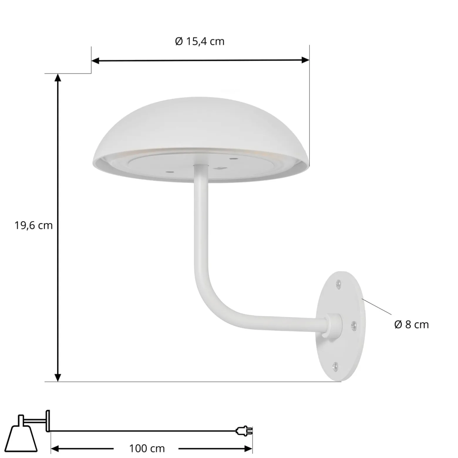 Arcchio LED ladattava pöytävalaisin Thenra, valkoinen, seinäkiinnike