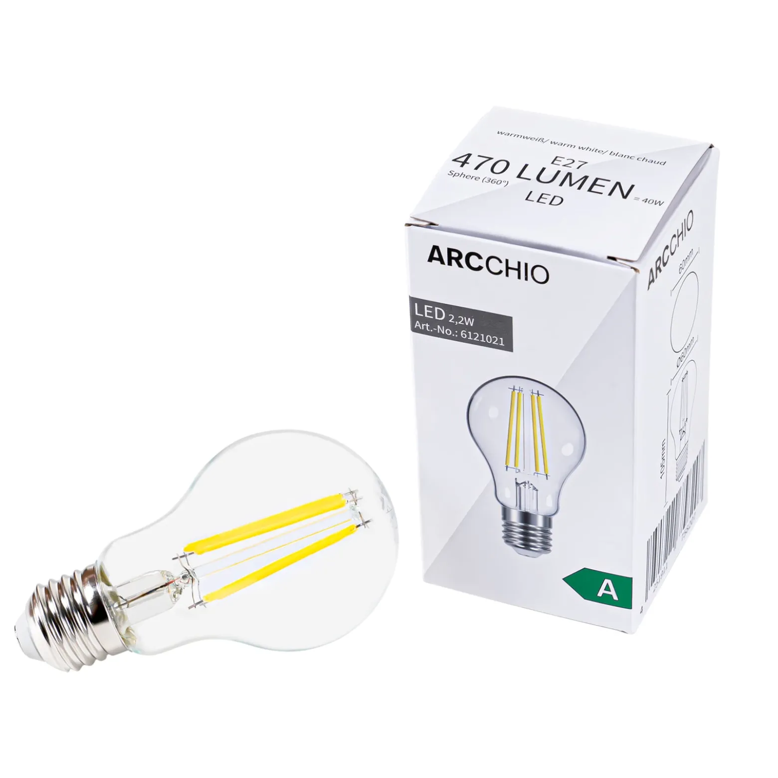 Arcchio LED-lamppu, hehkulanka, E27, kirkas, 2,2 W, 2700 K