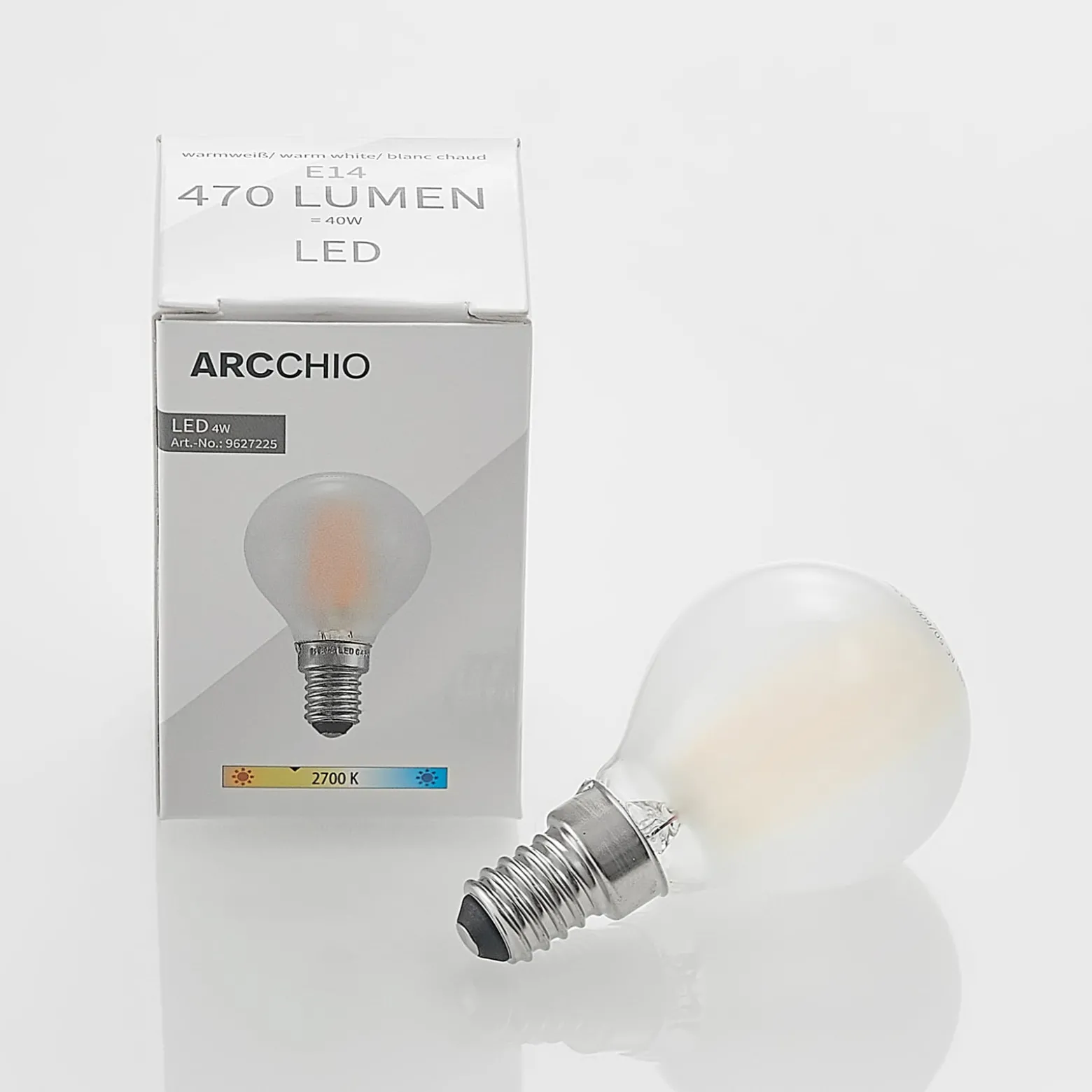 Arcchio LED-lamppu, pisaralamppu, E14, 4 W, himmeä, 2 700 K