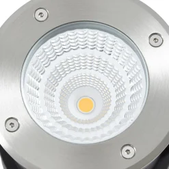 Arcchio LED-lattia-upotusspotti Thentos, Ø 12 cm, 60°, nikkeli, IP67
