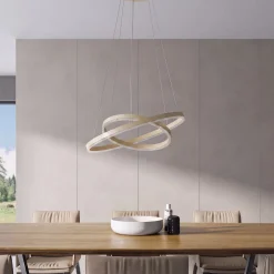 Arcchio LED-riippuvalaisin Albiona, beige, 2 rengasta, halkaisija 60 cm
