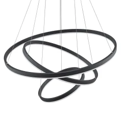 Arcchio LED-riippuvalaisin Albiona, musta, 3 rengasta, Ø 80 cm