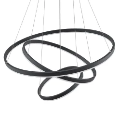 Arcchio LED-riippuvalaisin Albiona, musta, 3 rengasta, Ø 80 cm