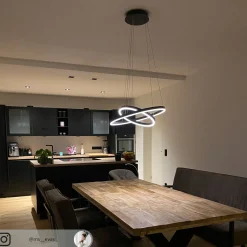 Arcchio LED-riippuvalaisin Albiona, musta, 2 rengasta, Ø 60 cm