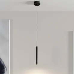 Arcchio LED-riippuvalaisin Franka, 1-valo, Ø 4 cm, musta
