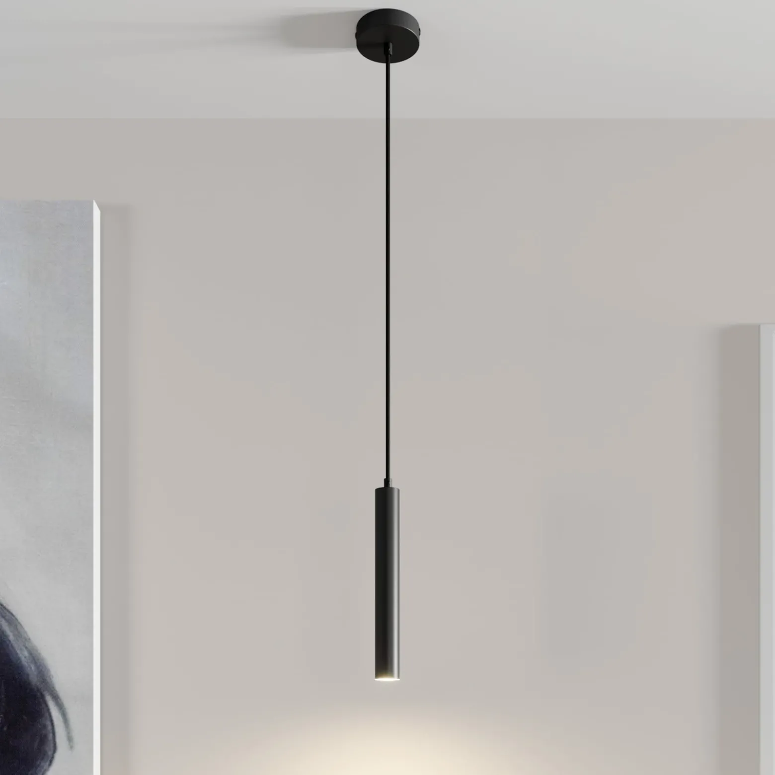 Arcchio LED-riippuvalaisin Franka, 1-valo, Ø 4 cm, musta