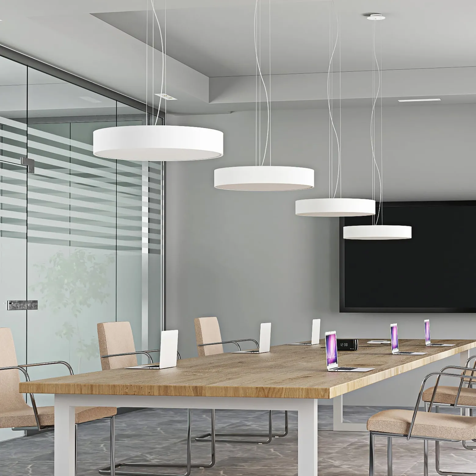 Arcchio LED-riippuvalaisin Noabelle, Ø 60 cm, valkoinen, metalli