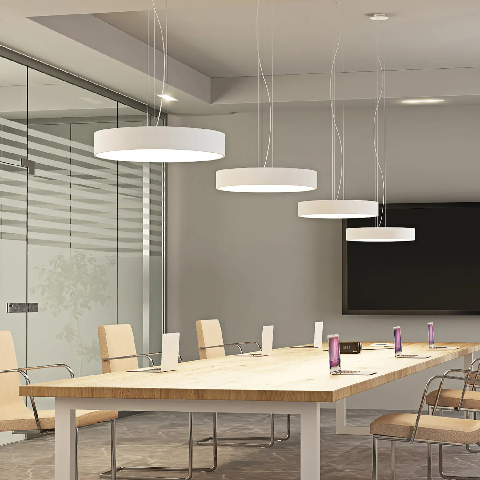 Arcchio LED-riippuvalaisin Noabelle, Ø 60 cm, valkoinen, metalli