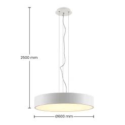 Arcchio LED-riippuvalaisin Noabelle, Ø 60 cm, valkoinen, metalli