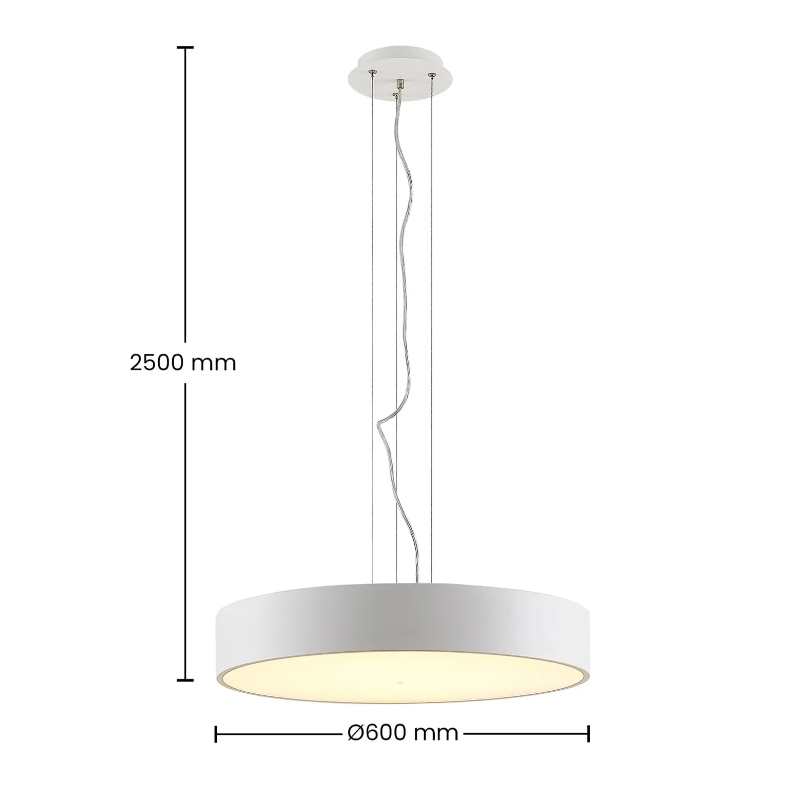 Arcchio LED-riippuvalaisin Noabelle, Ø 60 cm, valkoinen, metalli