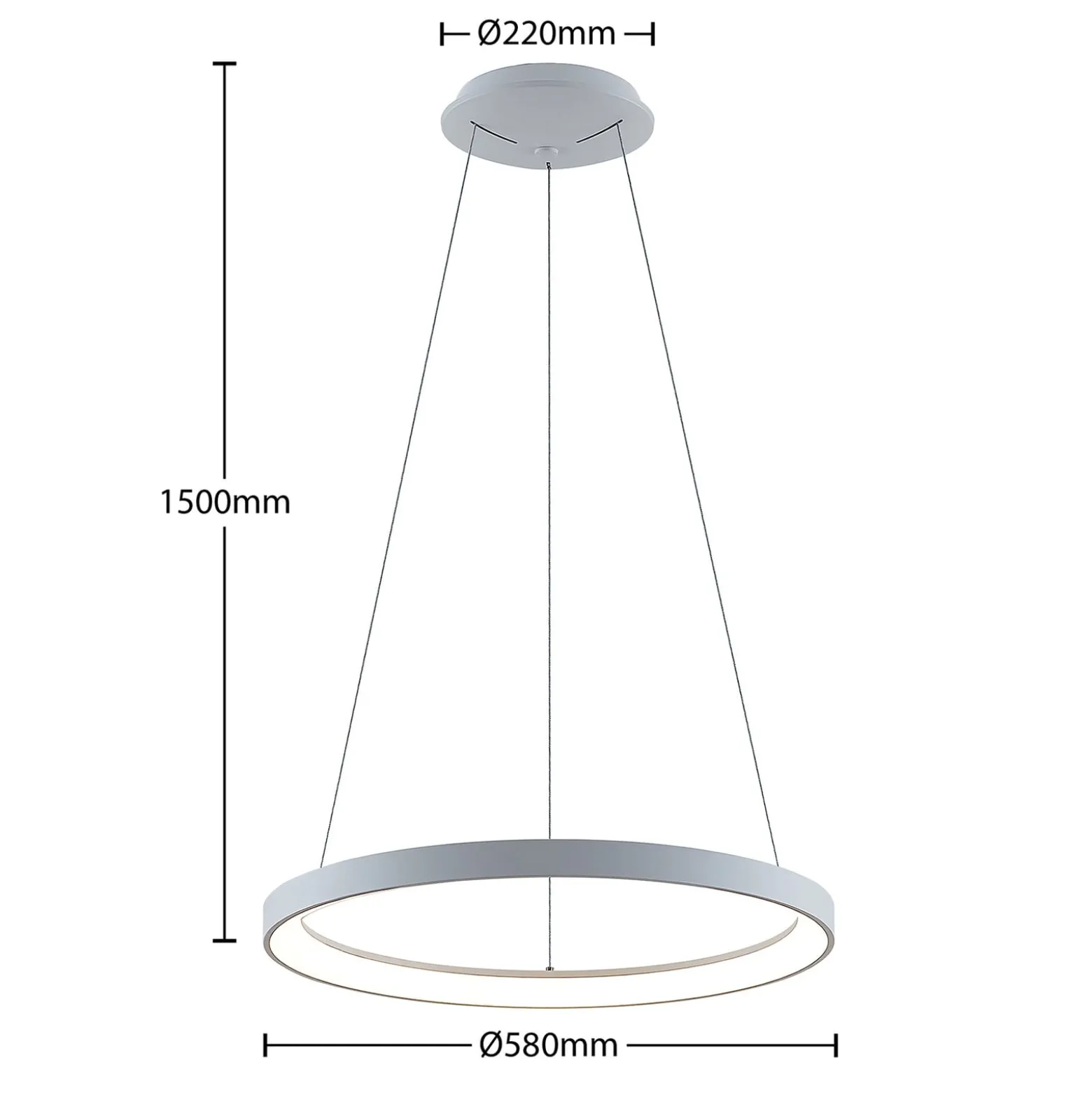 Arcchio LED-riippuvalaisin Vivy, Ø 58 cm, valkoinen, metalli