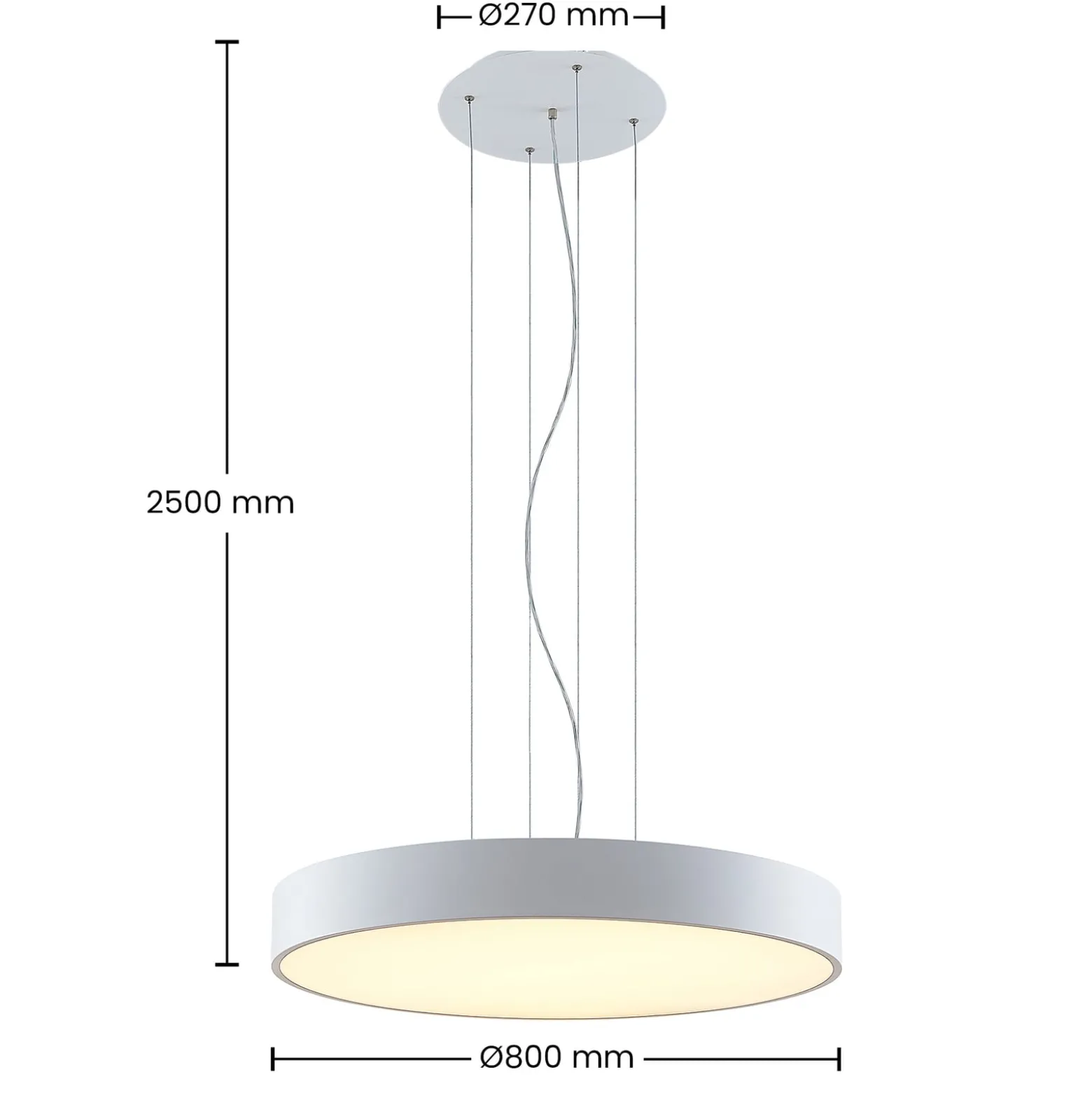 Arcchio LED-ripustusvalaisin Noabelle, Ø 80 cm, valkoinen, metallia