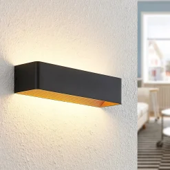 Arcchio LED-seinävalaisin Karam, 37 cm, musta, metalli, ylös/alas