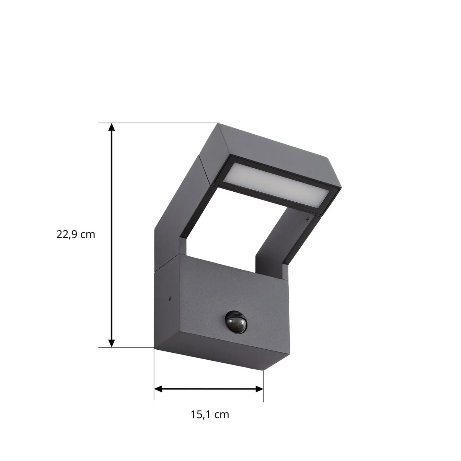 Arcchio LED-ulkoseinälamppu Kovato, liiketunnistin, tummanharmaa, IP65