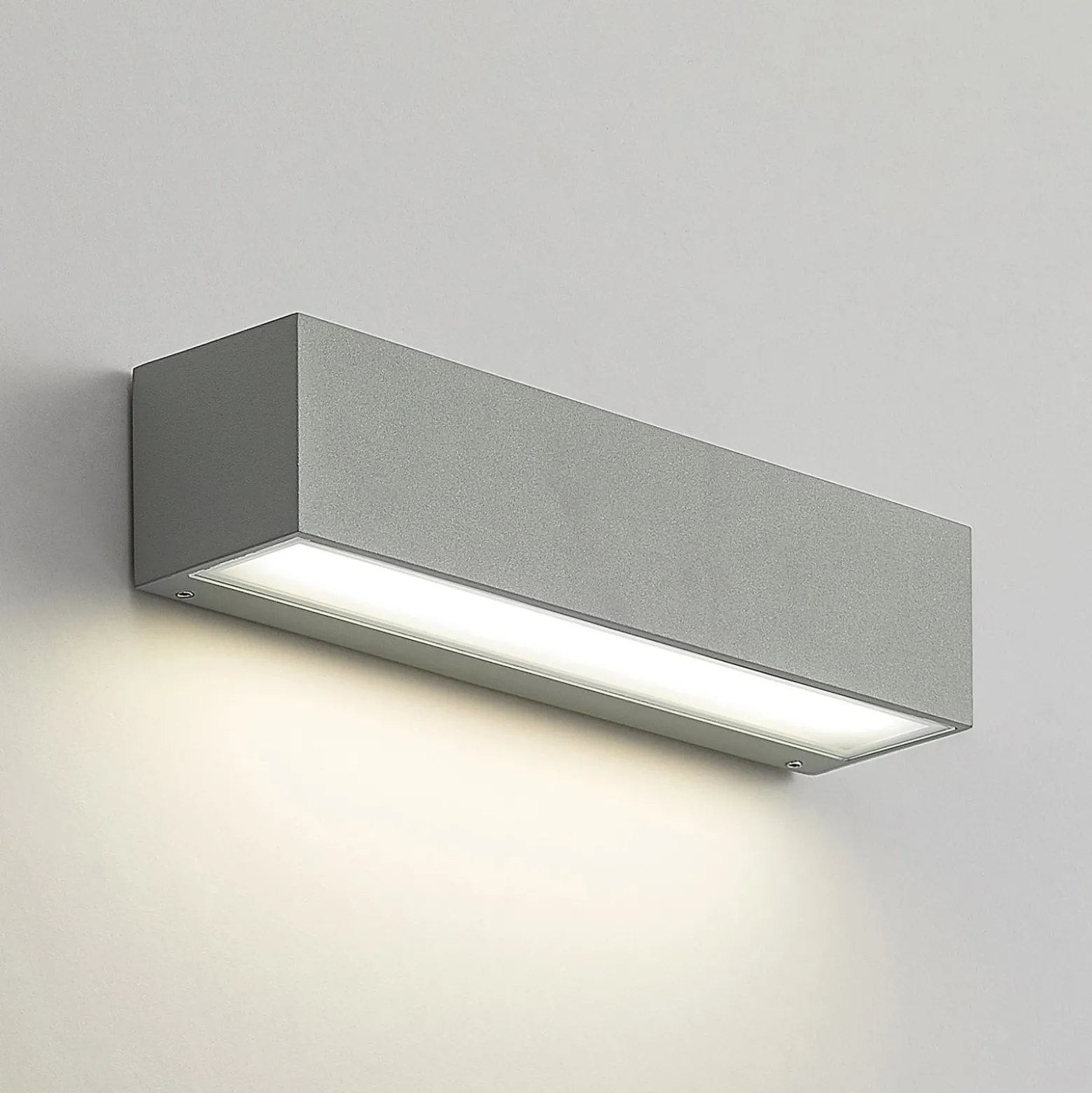 Arcchio LED-ulkoseinälamppu Lengo, 25 cm, 1-lamppuinen, harmaa, CCT
