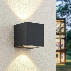 Arcchio LED-ulkoseinälamppu Tassnim, 2-lamppuinen, antrasiitti, IP65