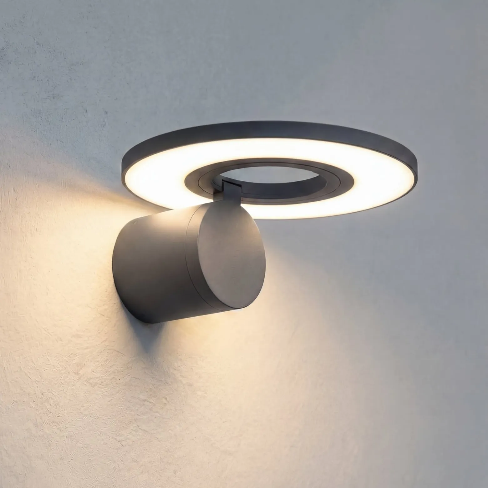 Arcchio LED-ulkoseinävalaisin Tovio, antrasiitti, käännettävä