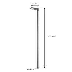 Arcchio LED-ulkovalaisin Nefarius, 250 cm, tummanharmaa, IP65
